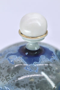 Deep Sea Blue Crystalline Jewelry Jar