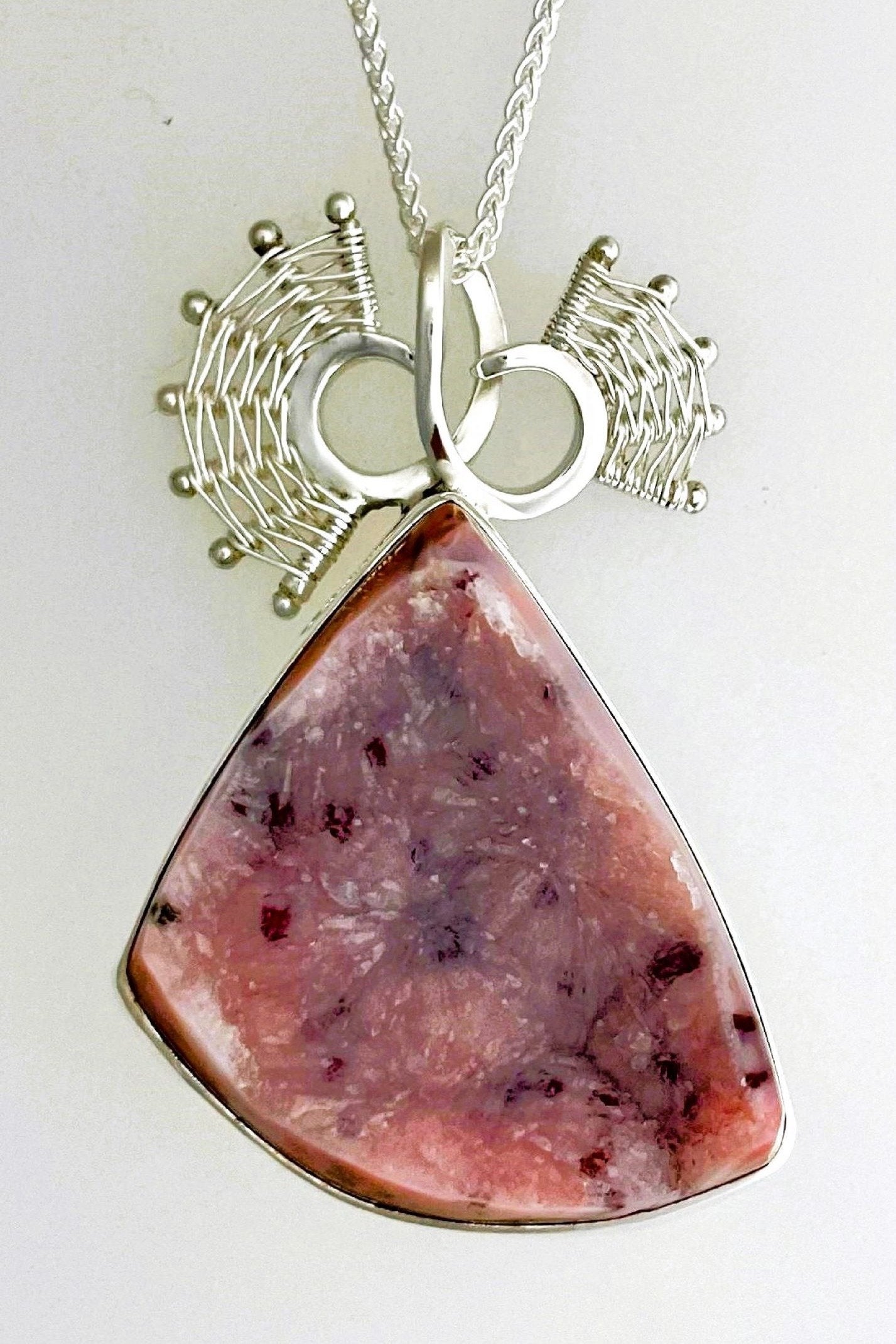 Carnelian Drusy Scroll Pendant