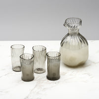 Smoke Gray Carafe and Set of Four Cups