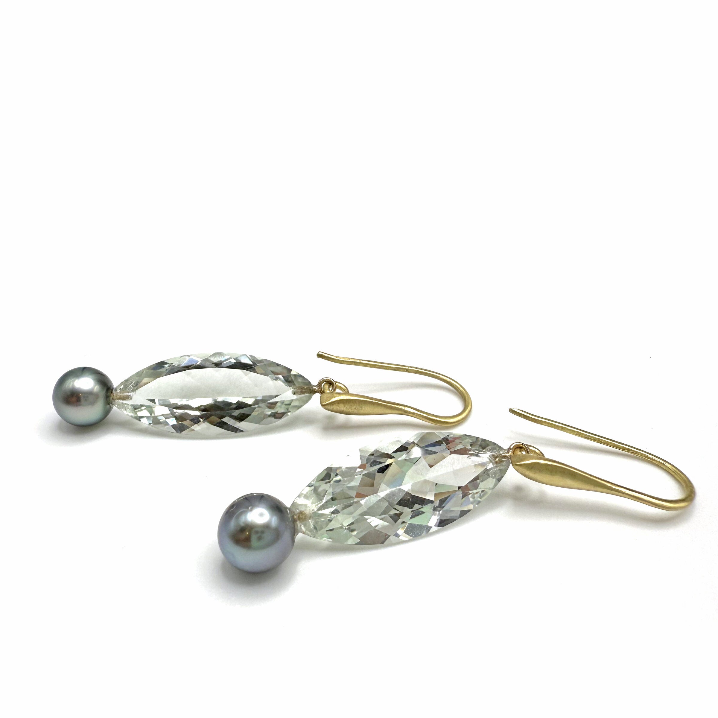 Prasiolite & Tahitian Pearl Drop Earrings