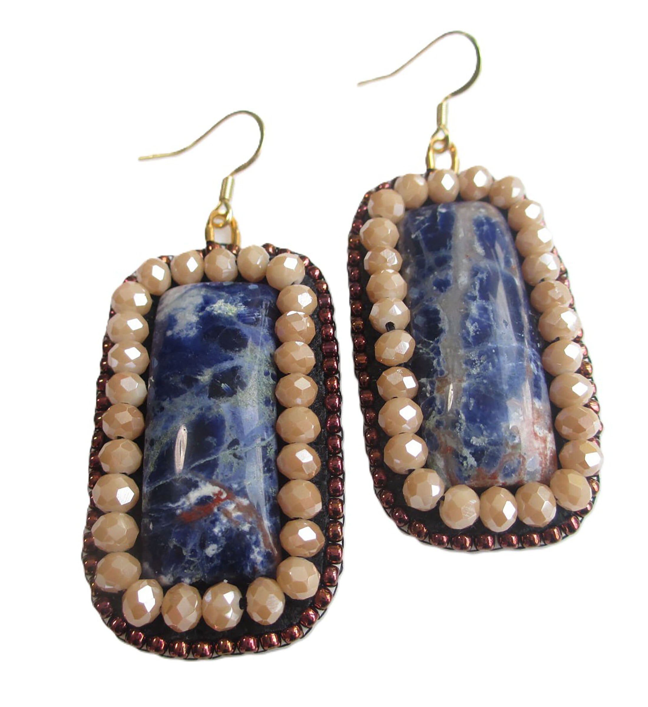 Orange Sodalite Gemstone Slice Earrings