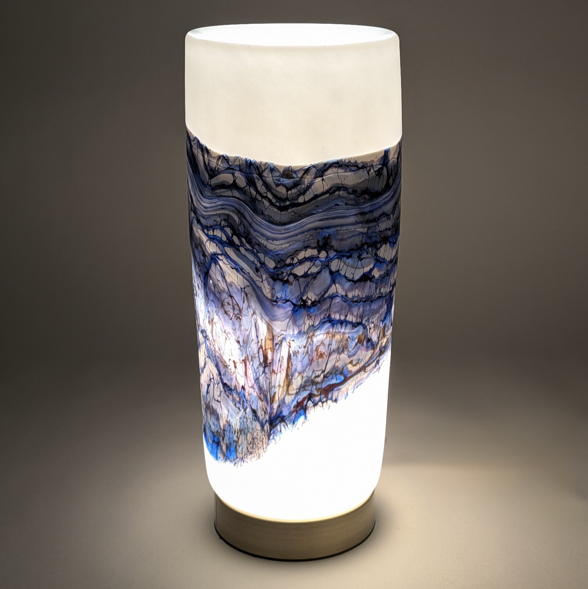 Alabaster Strata Pillar Lamp in Blue