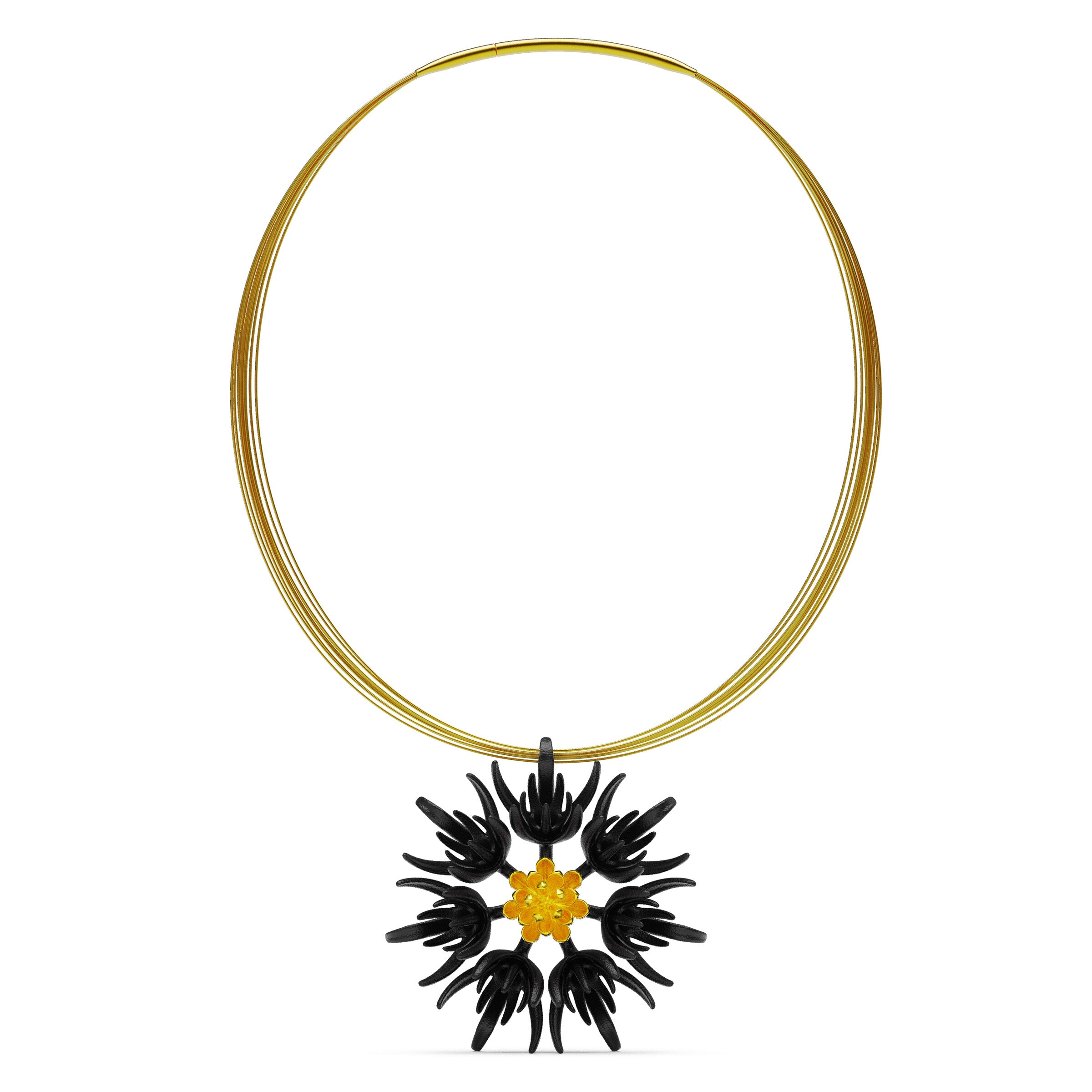 Gold Cornflower Pendant