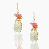 Green Amethyst Opal Chain Earrings