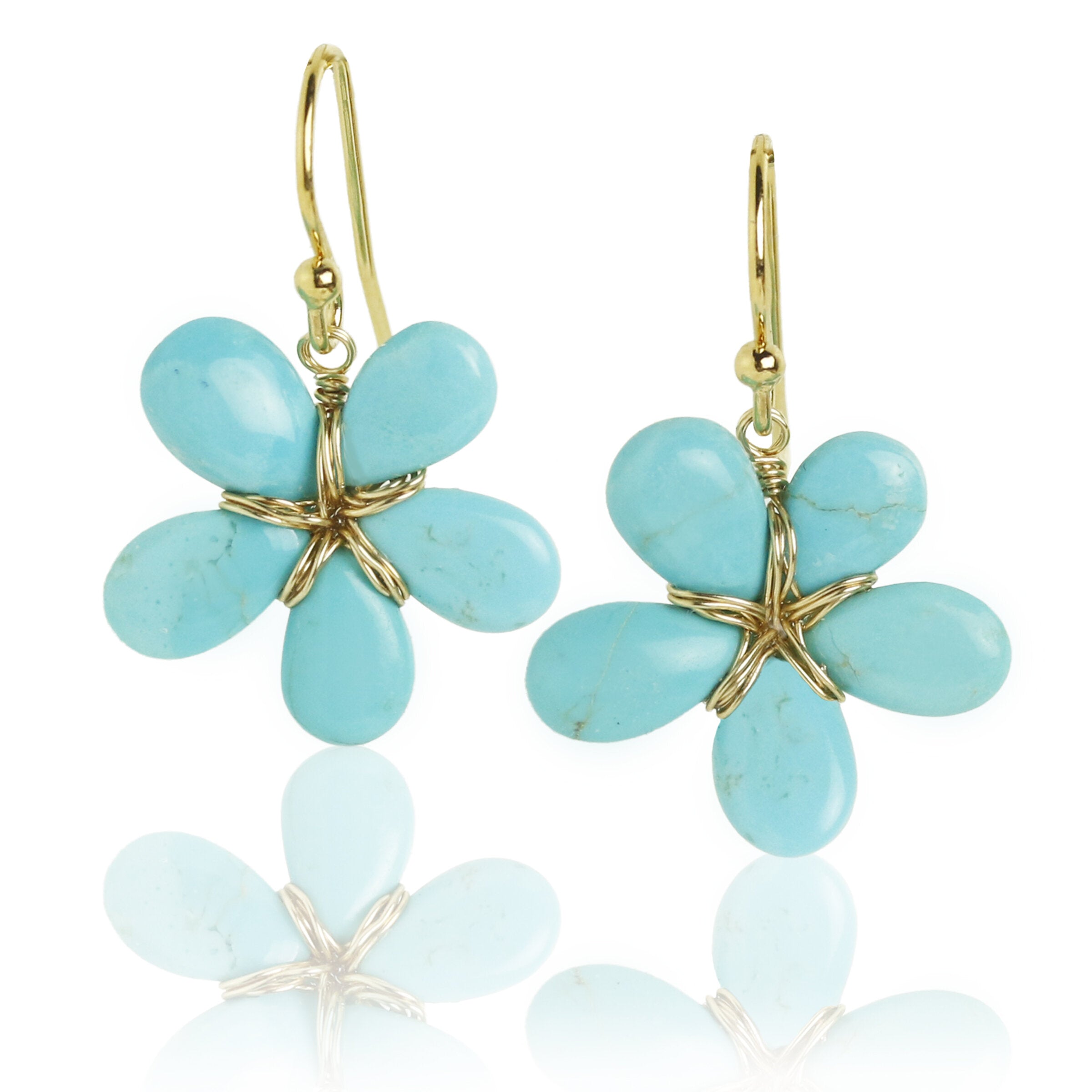 Sleeping Beauty Turquoise Flower Earrings