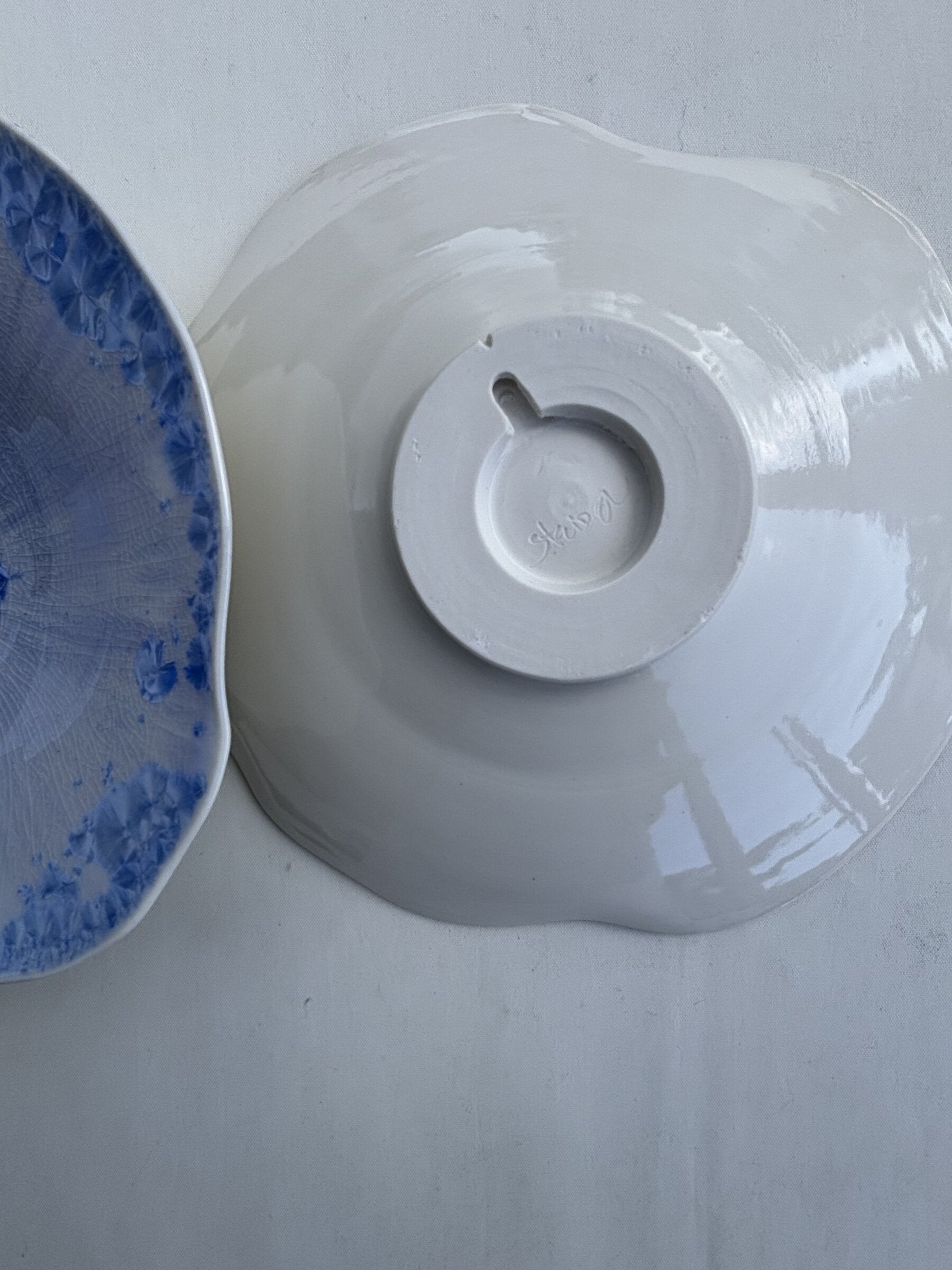 Carved Rim Crystalline Wall Bowls, Set of Five