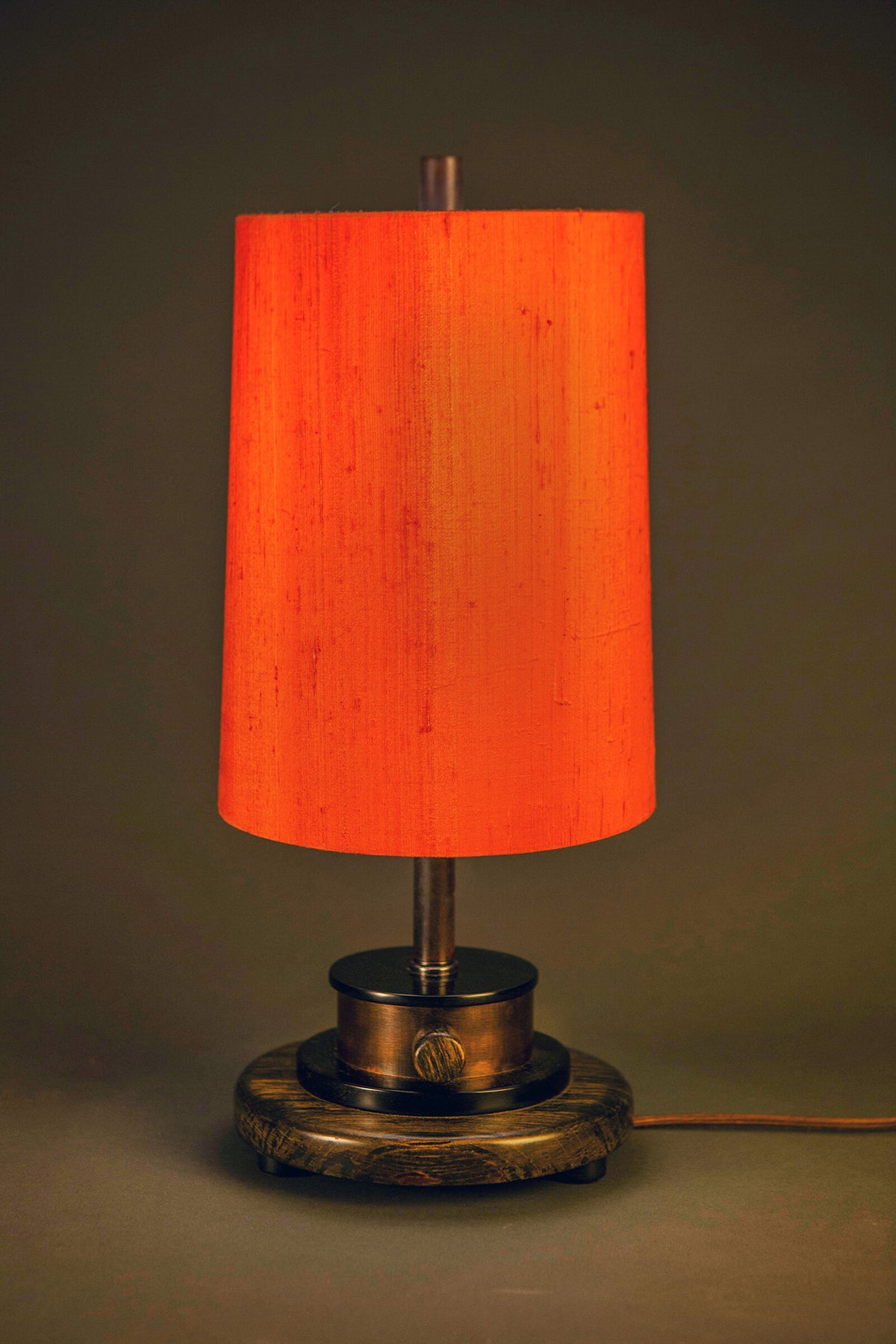 Vibrant Silk and Copper Table Lamp