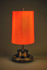 Vibrant Silk and Copper Table Lamp