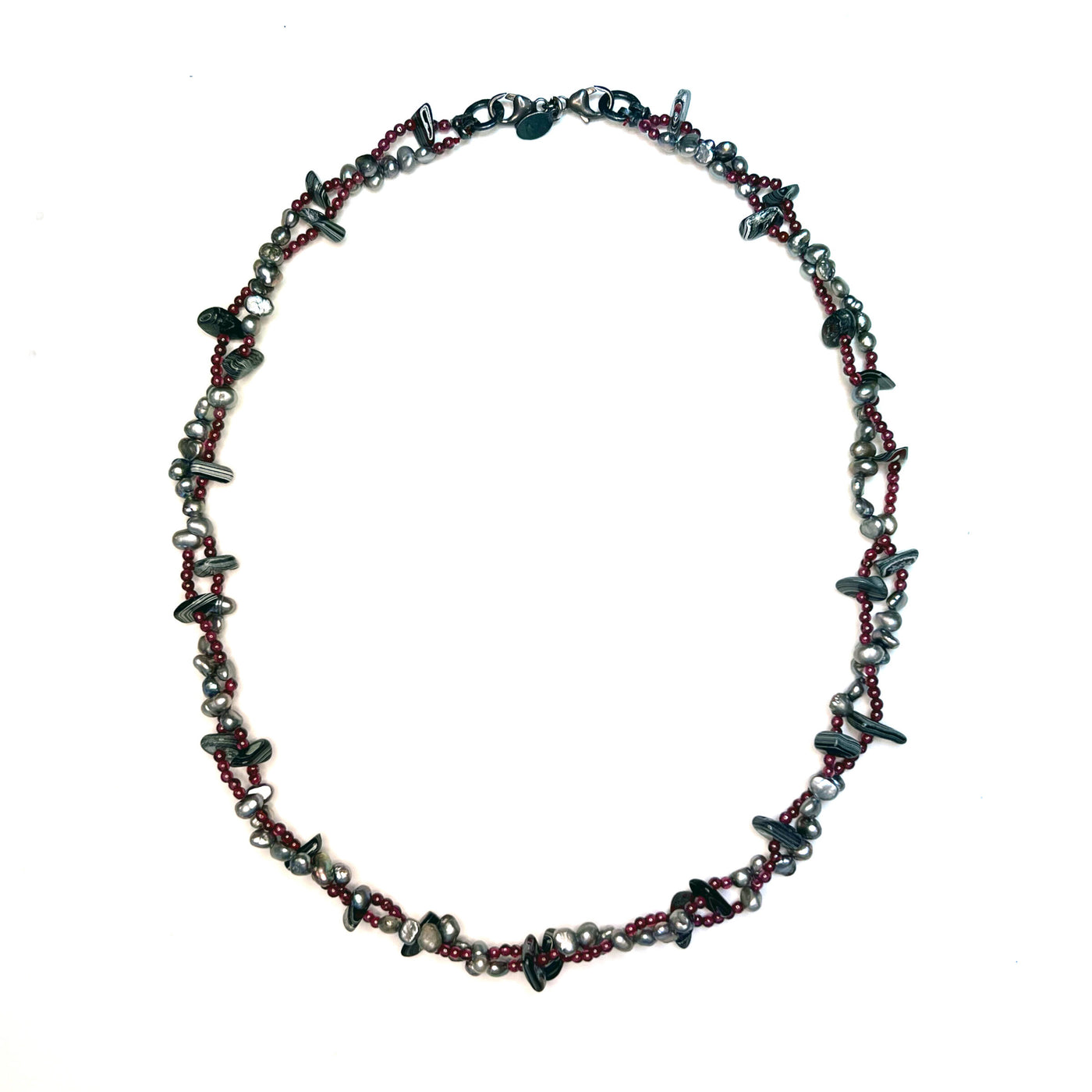 Garnet, Pearl & Fordite Necklace