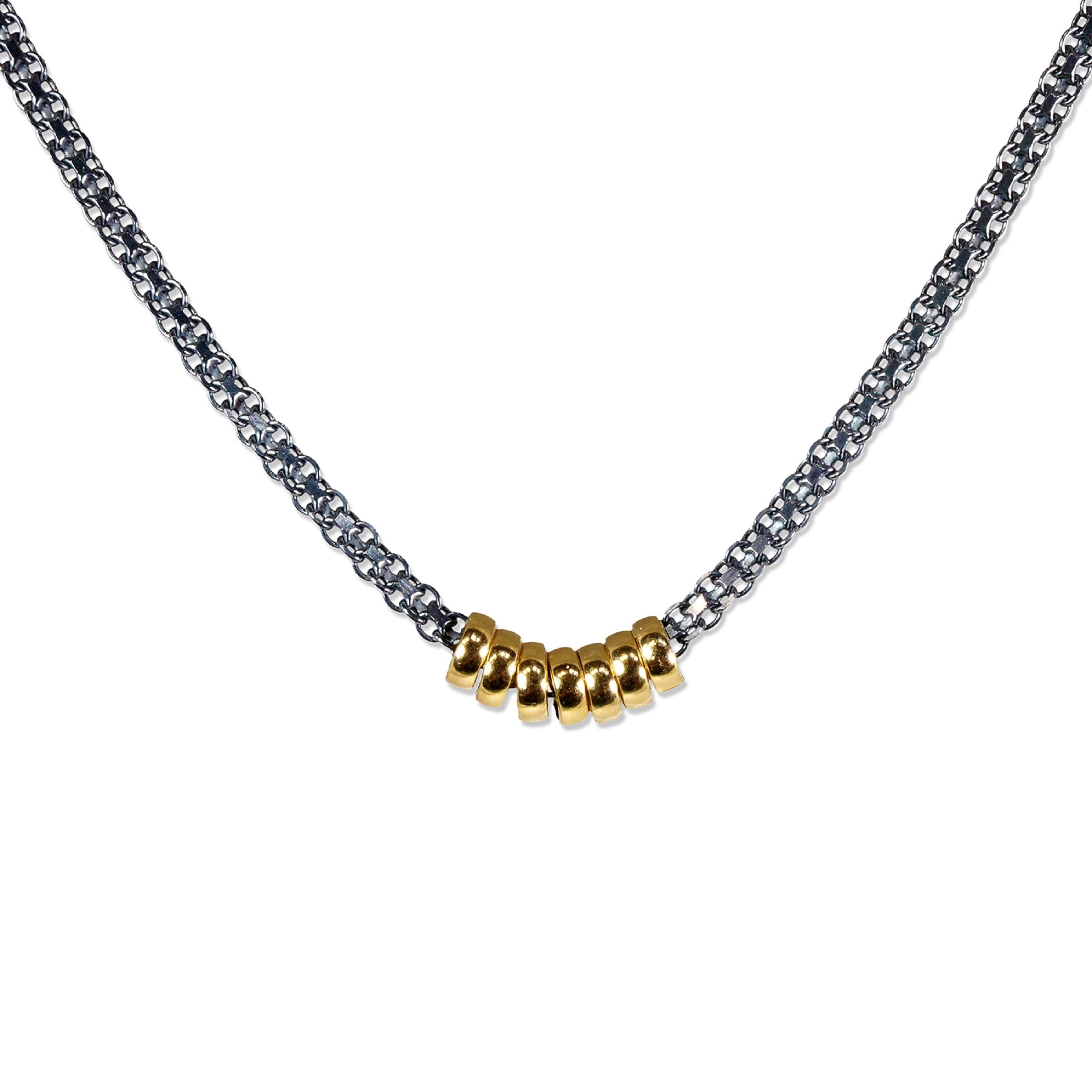 Gold Ringlets on Woven Chain