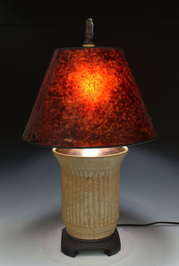 Stoneware and Mahogany Table Lamp with Mica Shade 2