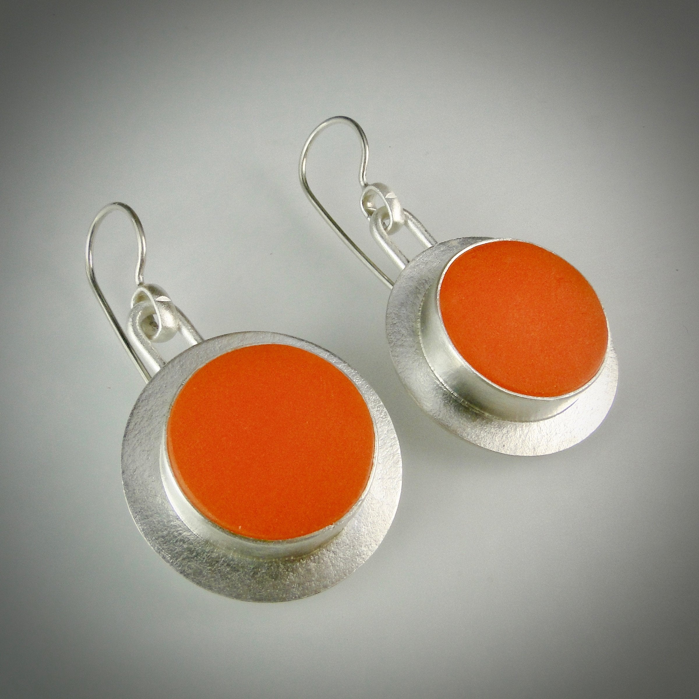 Circle Drop Earrings in Tangerine Glass