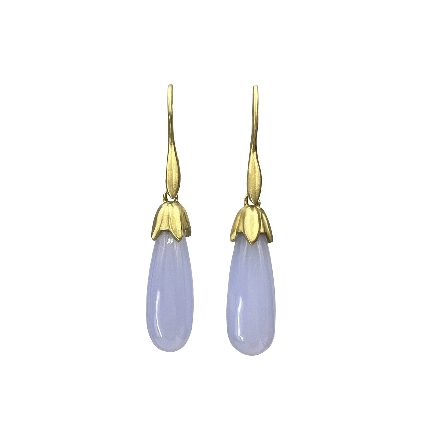 Blue Chalcedony Briolette Bud Earrings