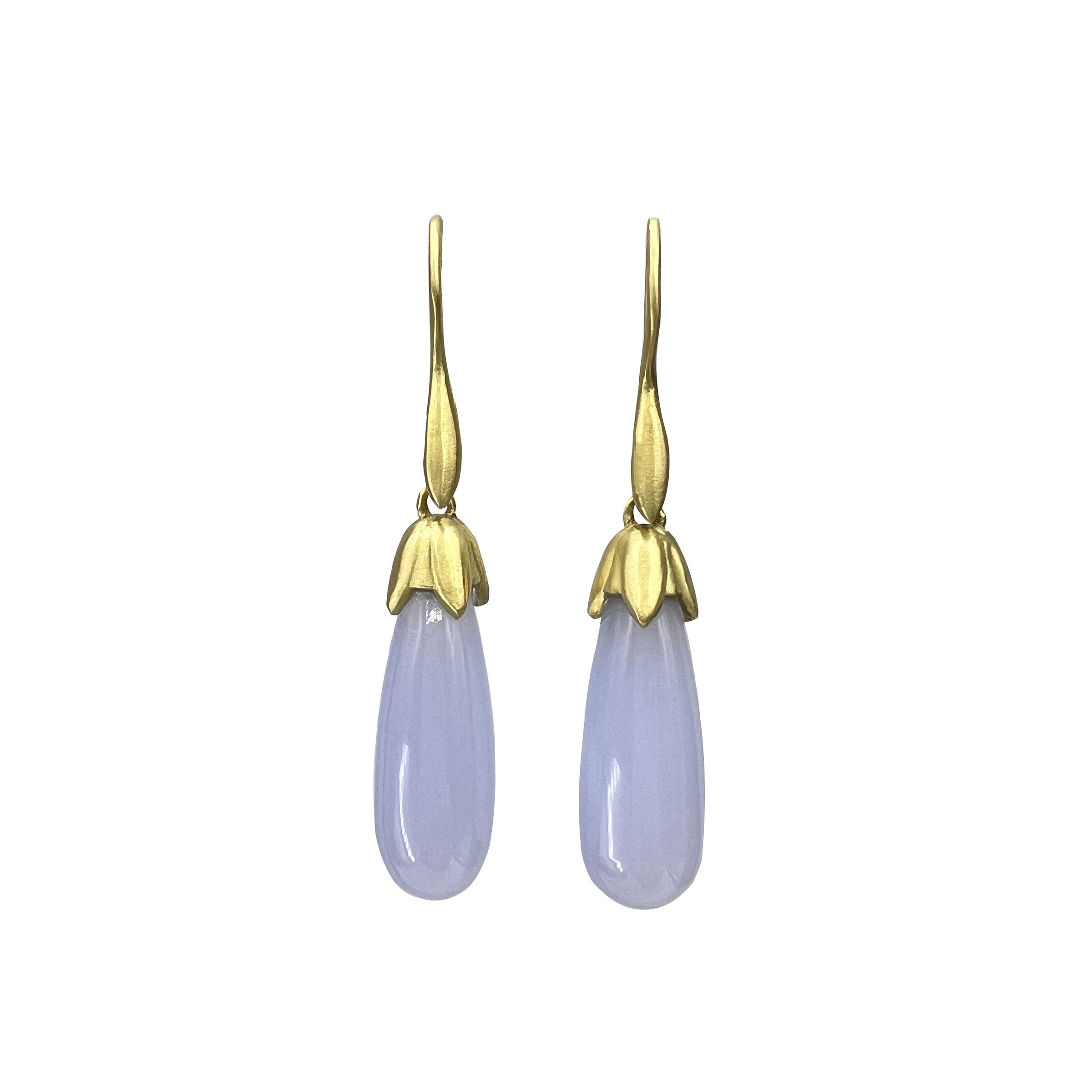 Blue Chalcedony Briolette Bud Earrings