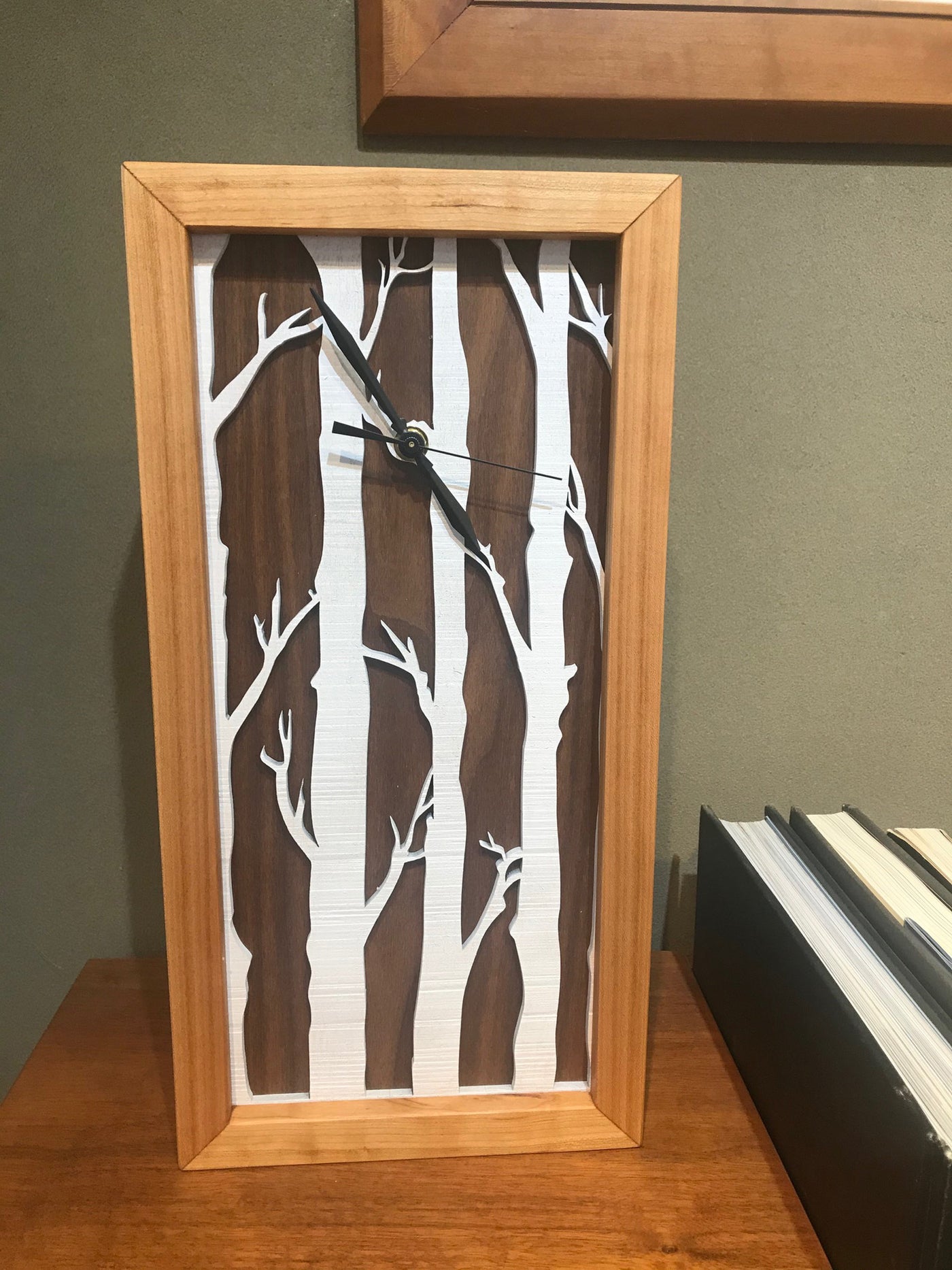 Birches Tall Box Clock in Cherry and Walnut