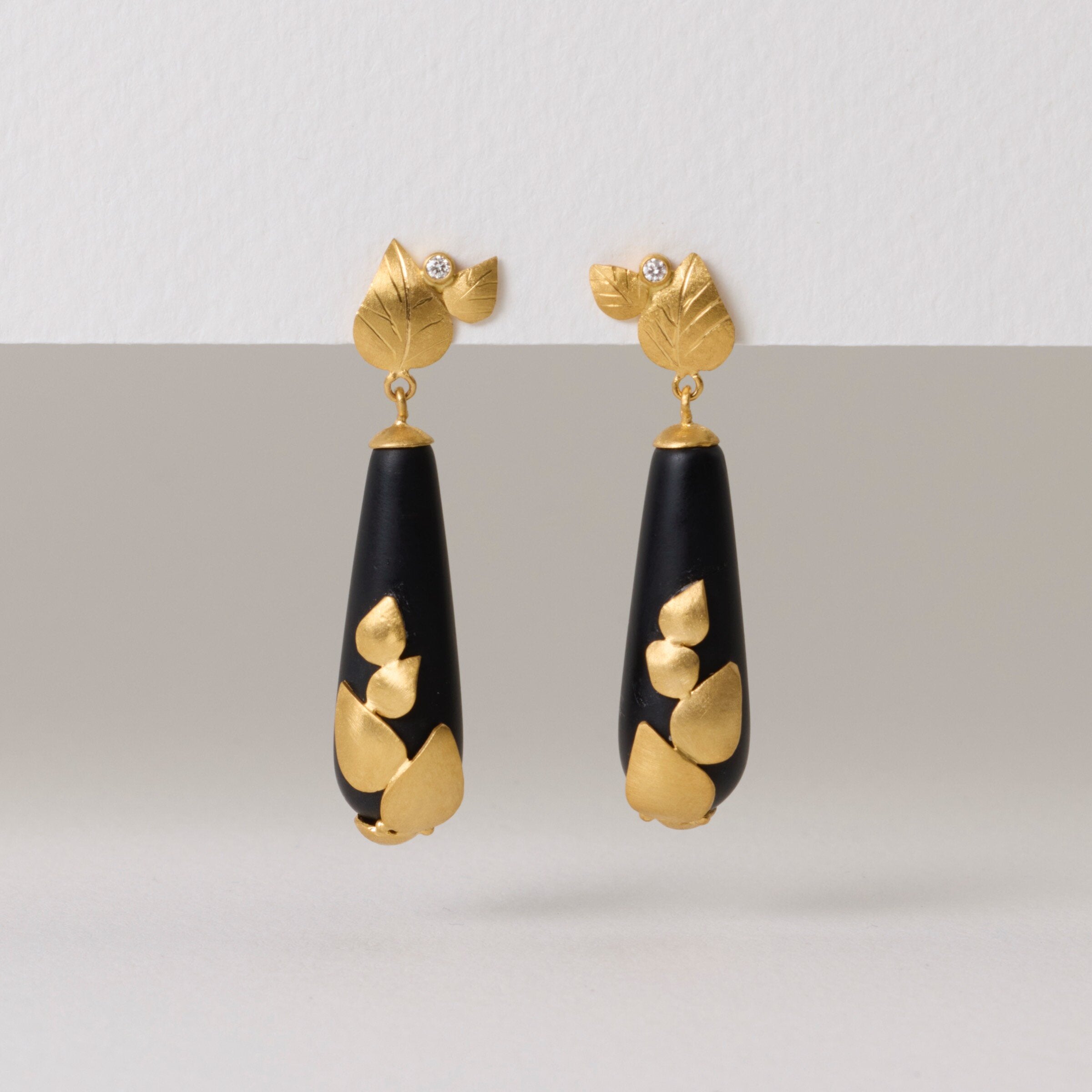 Matte Onyx & Gold Earrings