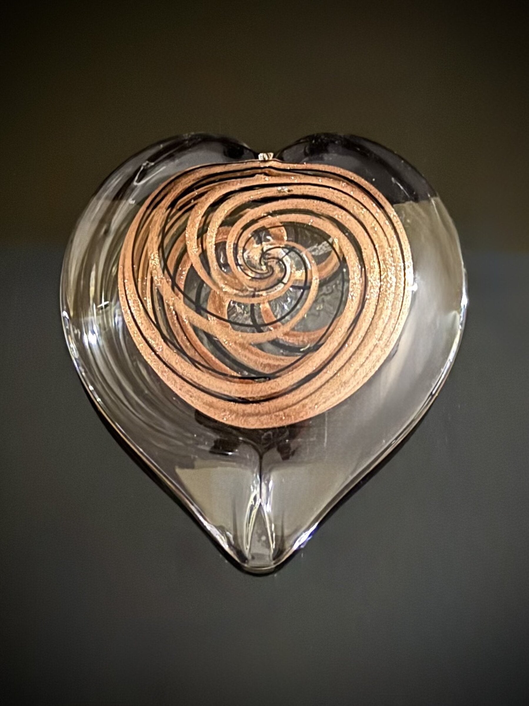 Black Cane and Gold Aventurine Spiral Pattern Heart