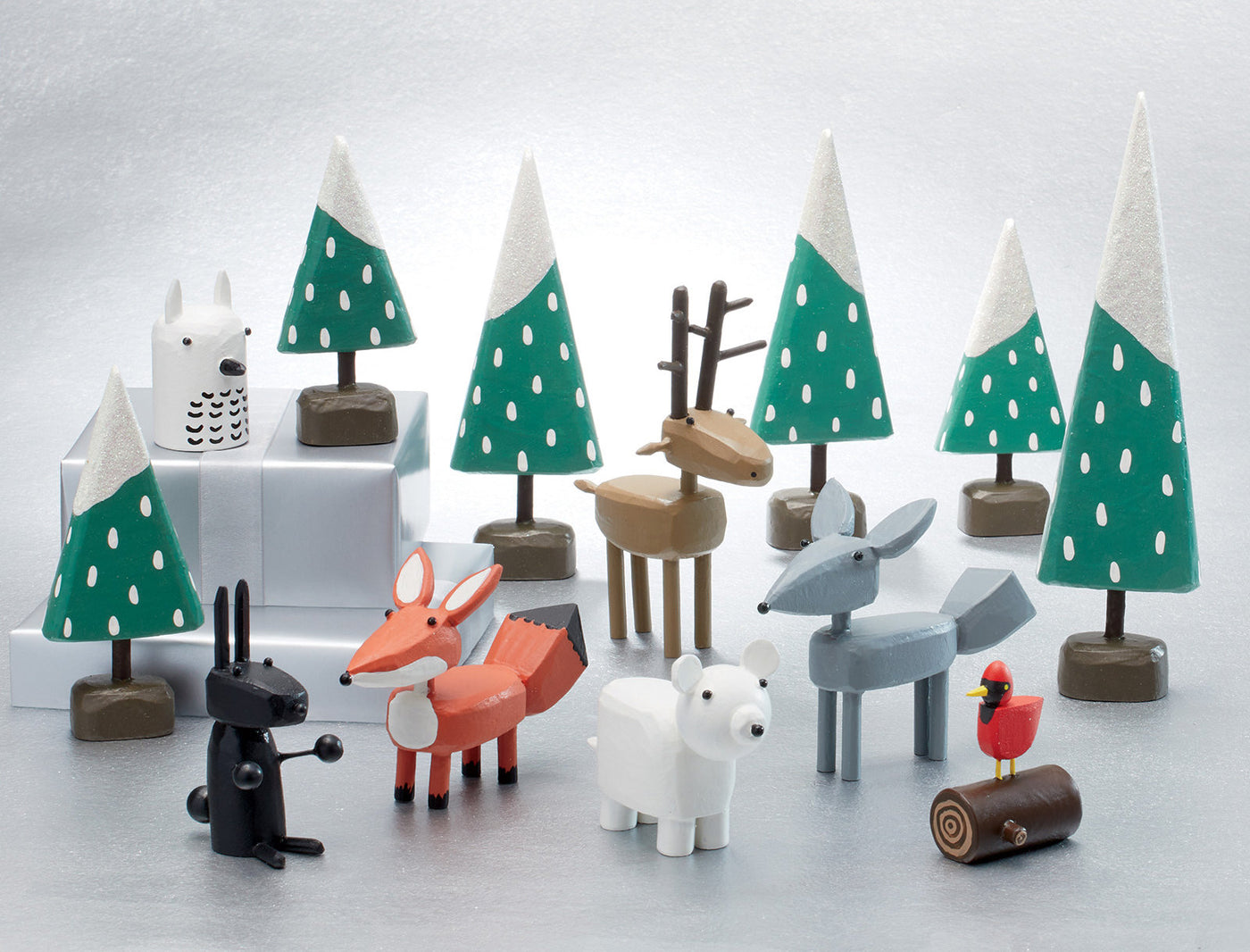 Winter Forest Scene Animals
