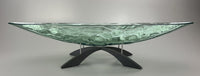 Blue Grass Glass Boat on Intersecting Arch Pedestal