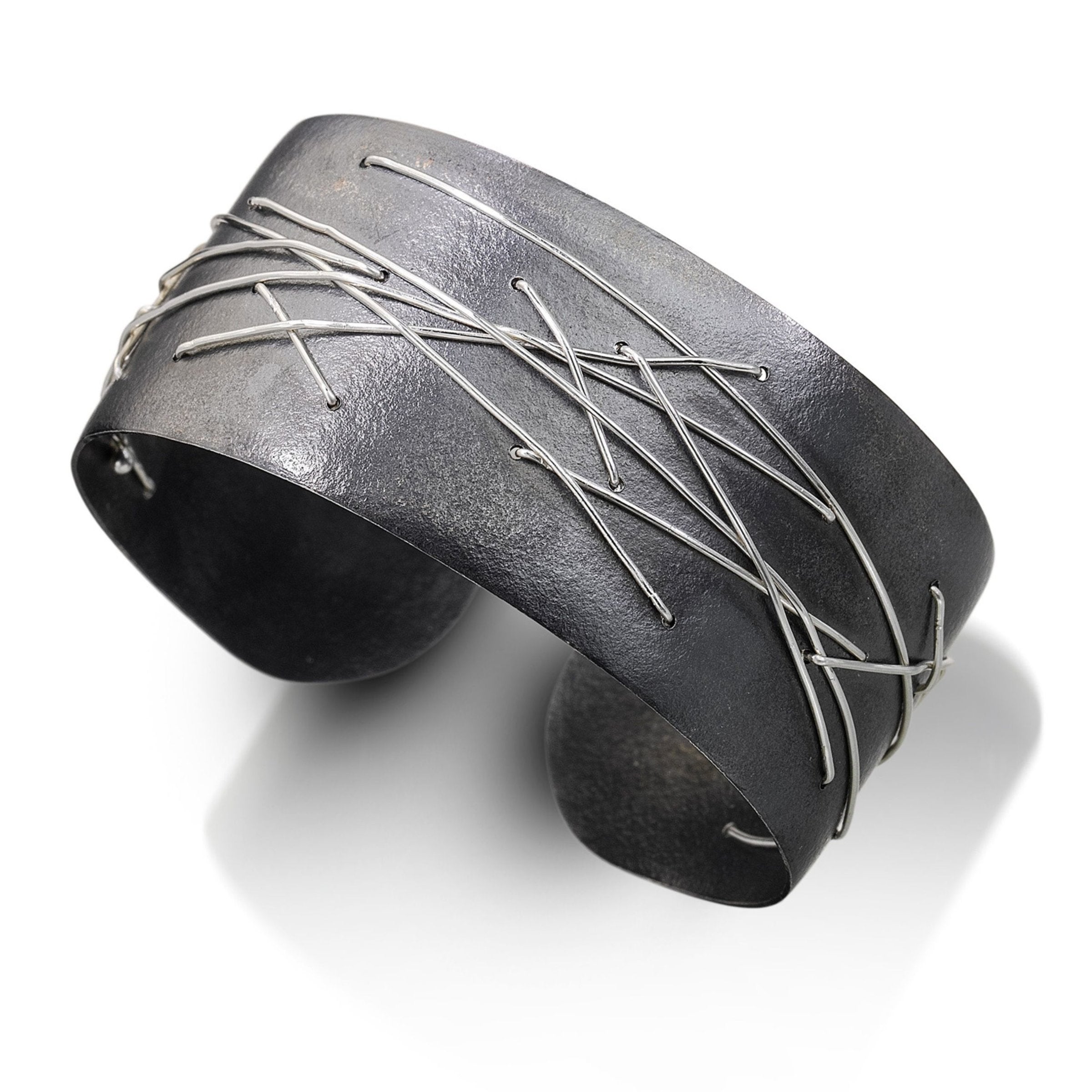 Oxidized Silver with Bright Silver Thread
