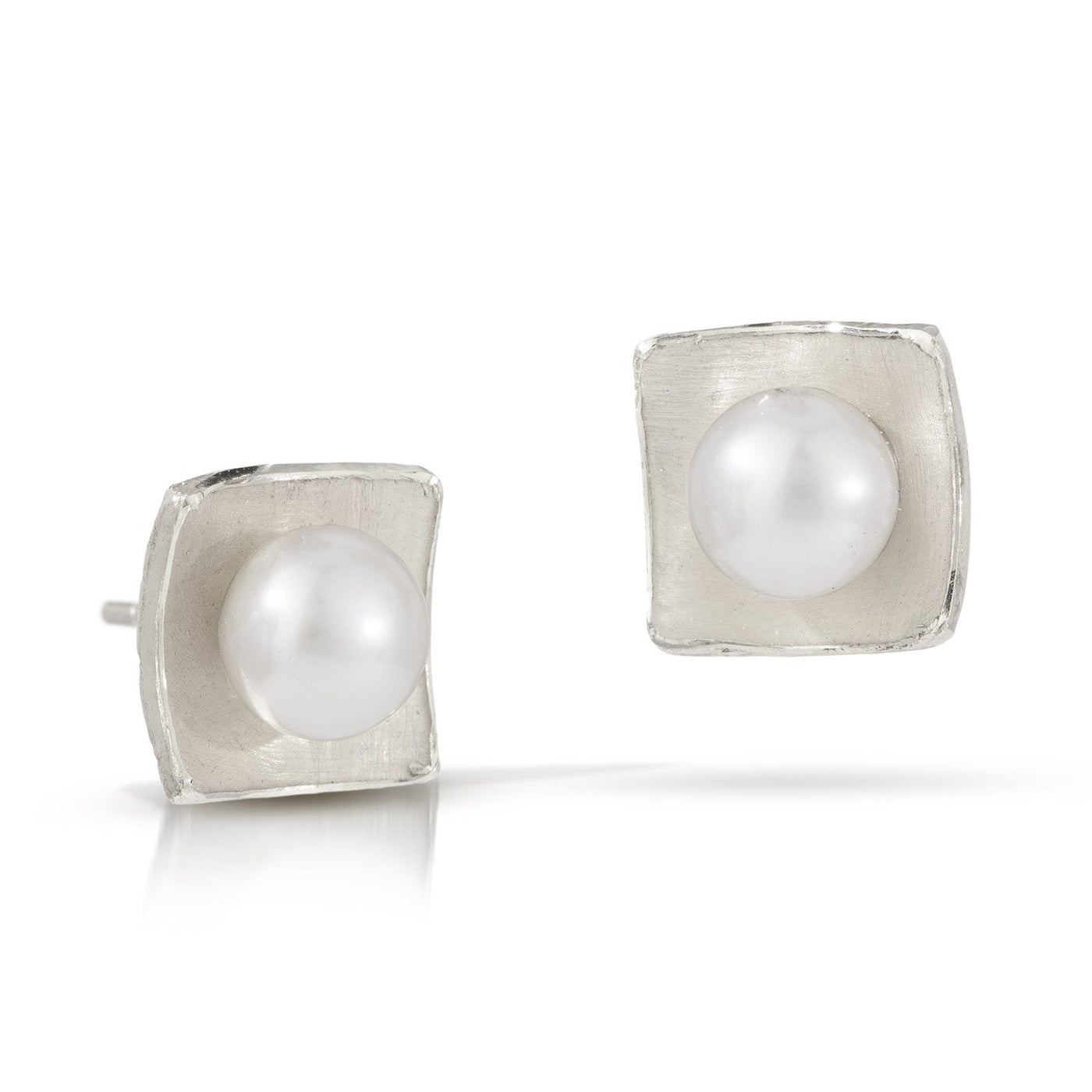 White Pearl, Small, Sterling Silver Posts