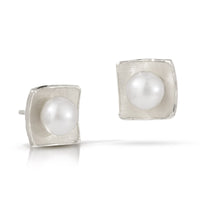 White Pearl, Small, Sterling Silver Posts