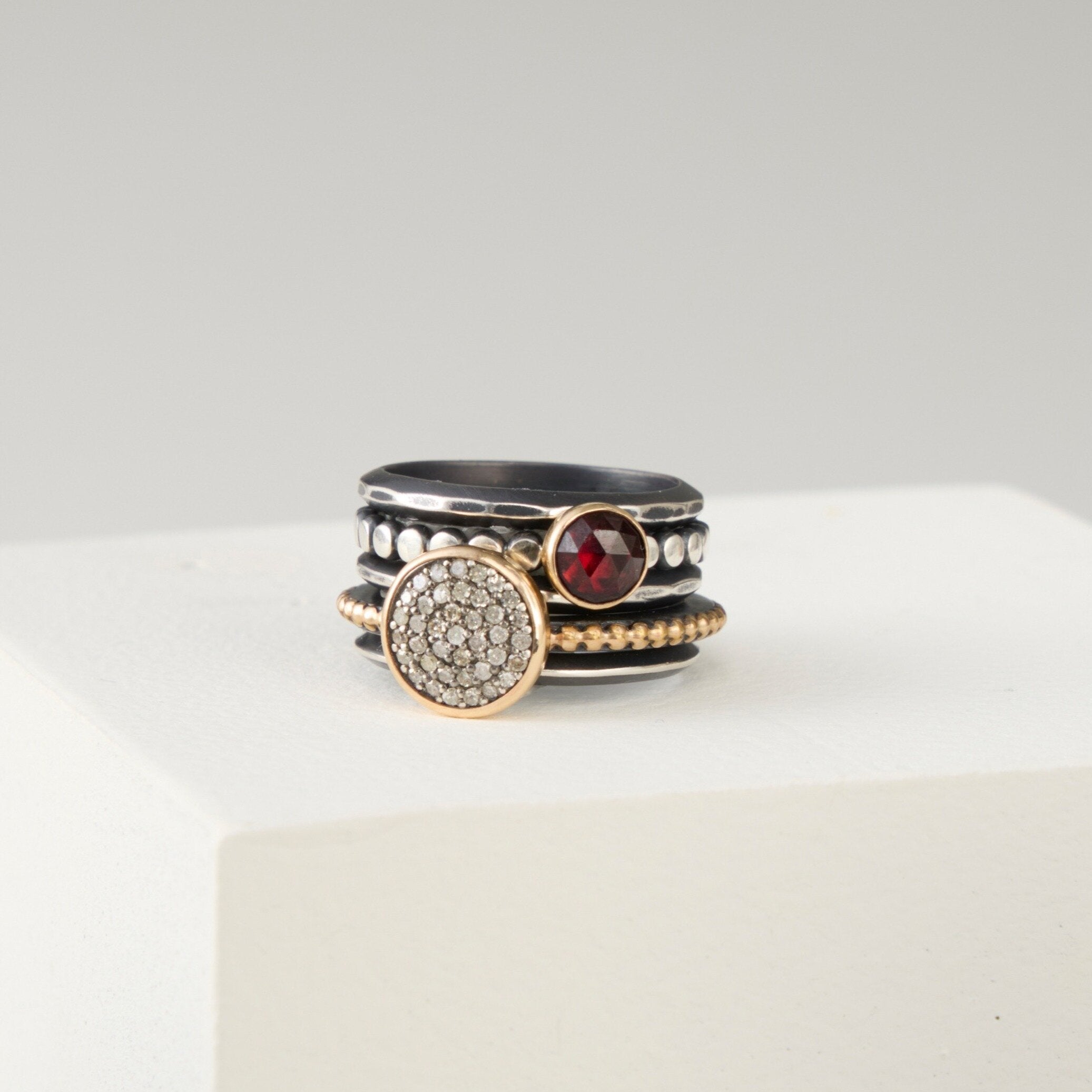 Stacking Ring Set with Garnet