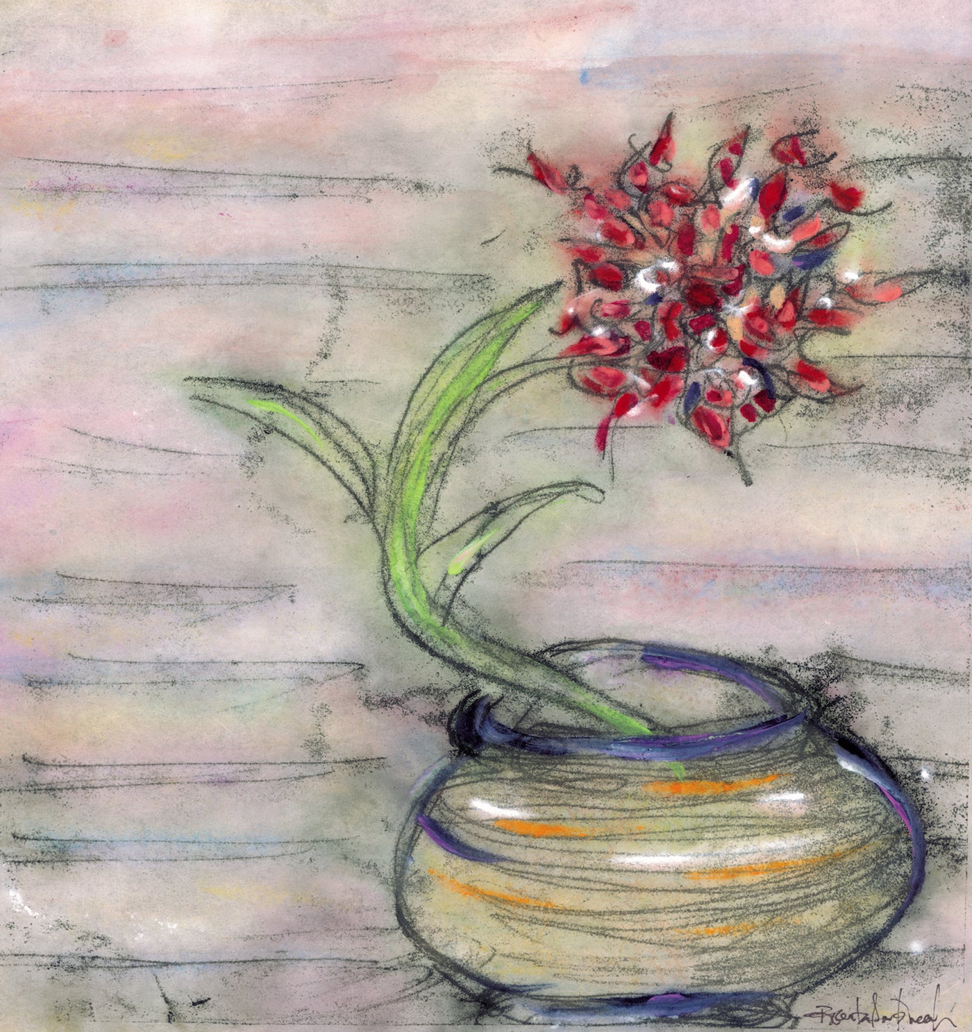 Red Glads in a Spinning Bowl
