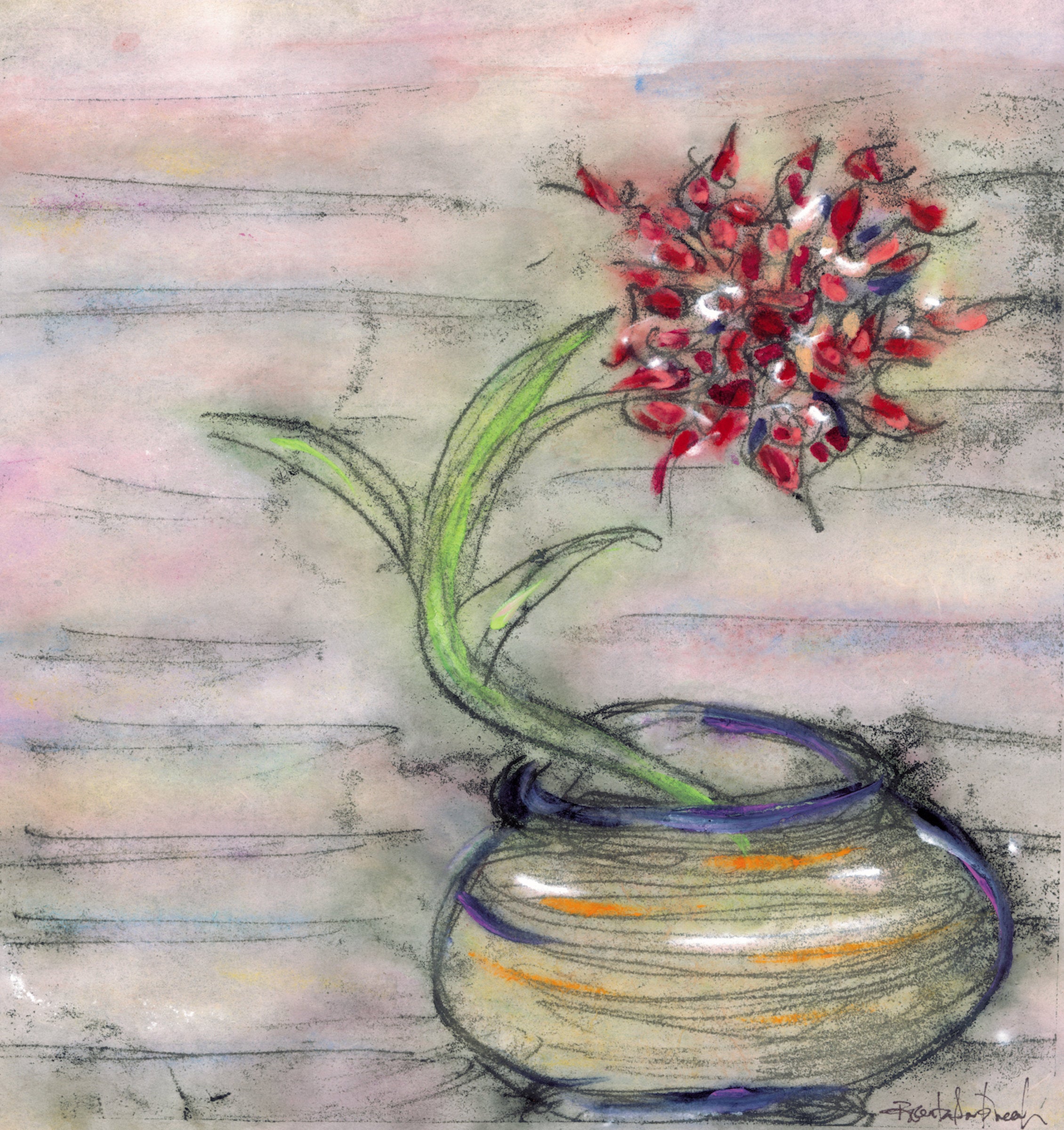 Red Glads in a Spinning Bowl