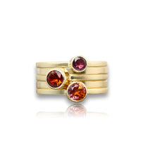 Yellow Gold Gemstone Stacking Ring Set
