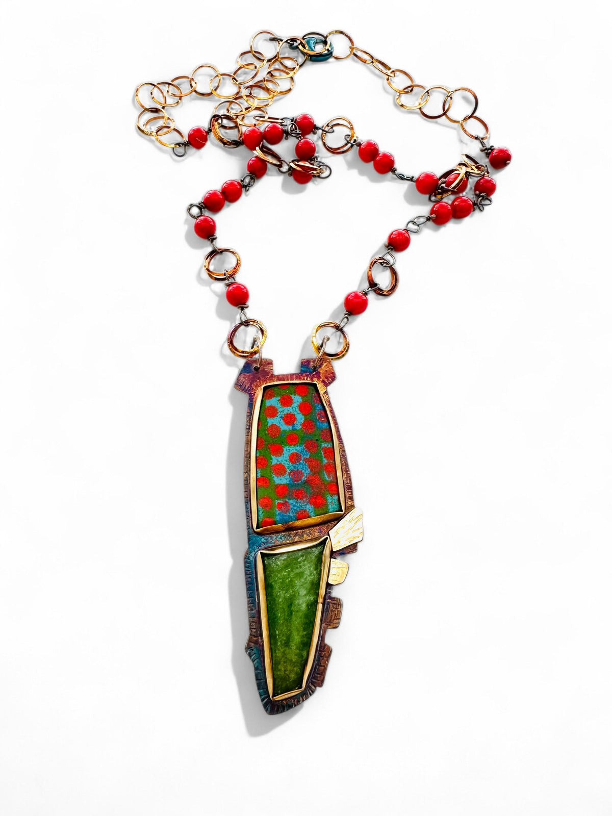 Red Dots on Green Necklace