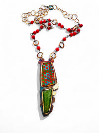 Red Dots on Green Necklace