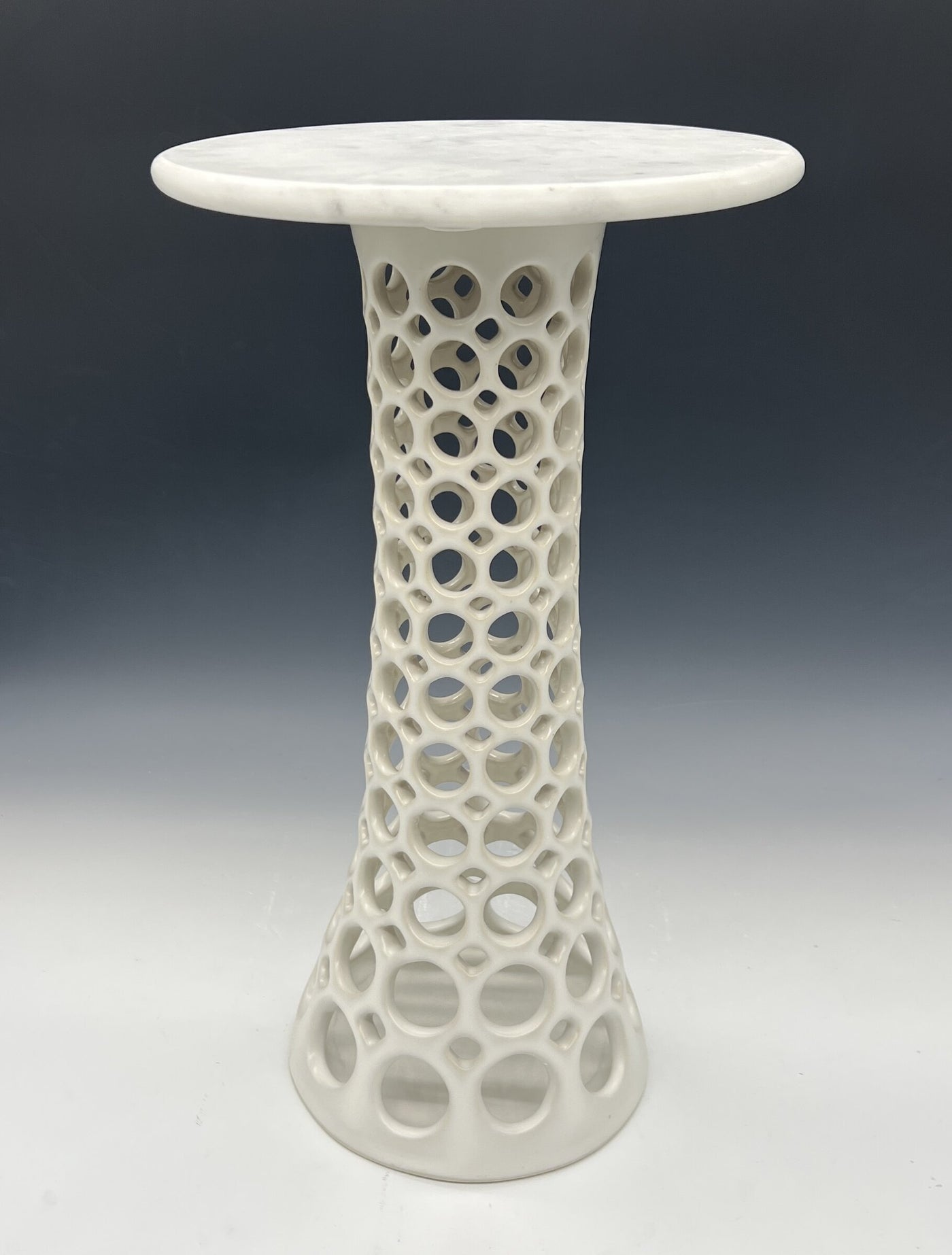 Pierced Stoneware and Marble Side Table