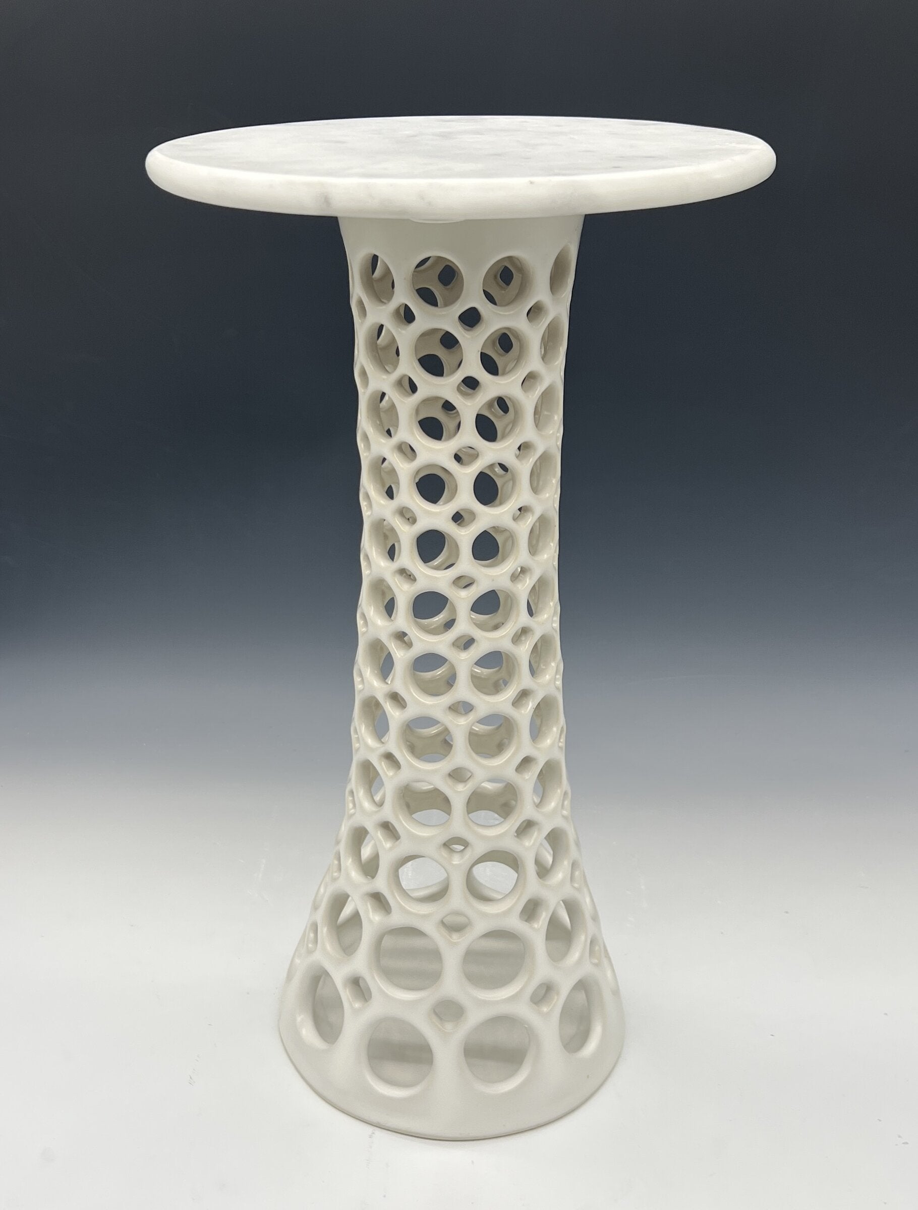 Pierced Stoneware and Marble Side Table