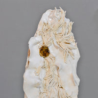 White Wall glazed Ceramic Sculpture with Gold Accents