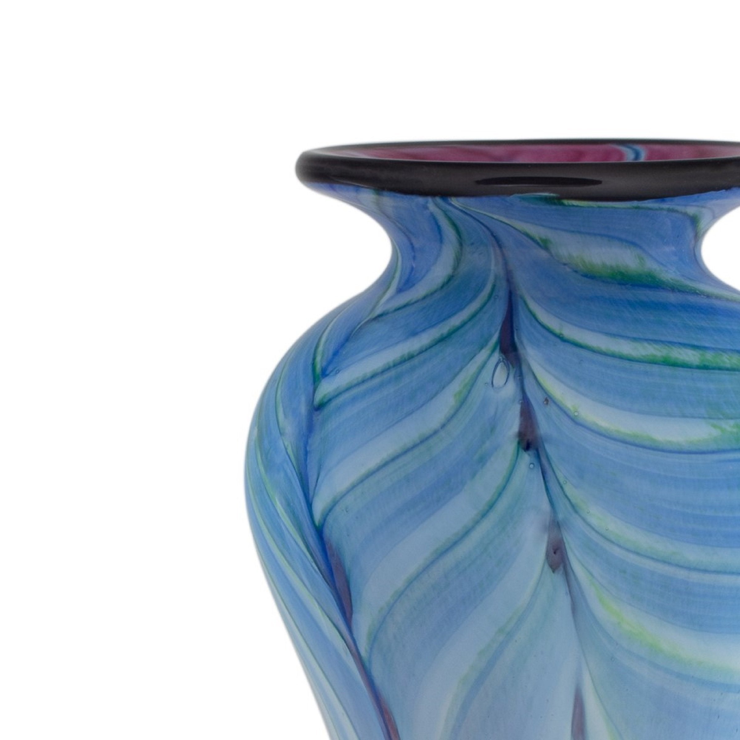 Green and Blue Feathered Slender Vase