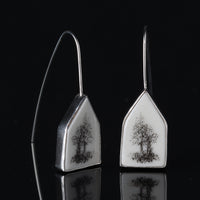 House Earrings with Two Trees