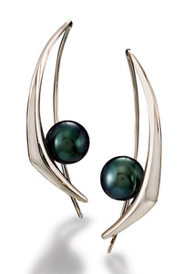 14K White Gold with Tahitian Black Pearls