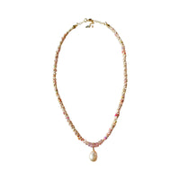 Edison Pearl, Pink Sapphires, and Silk Necklace