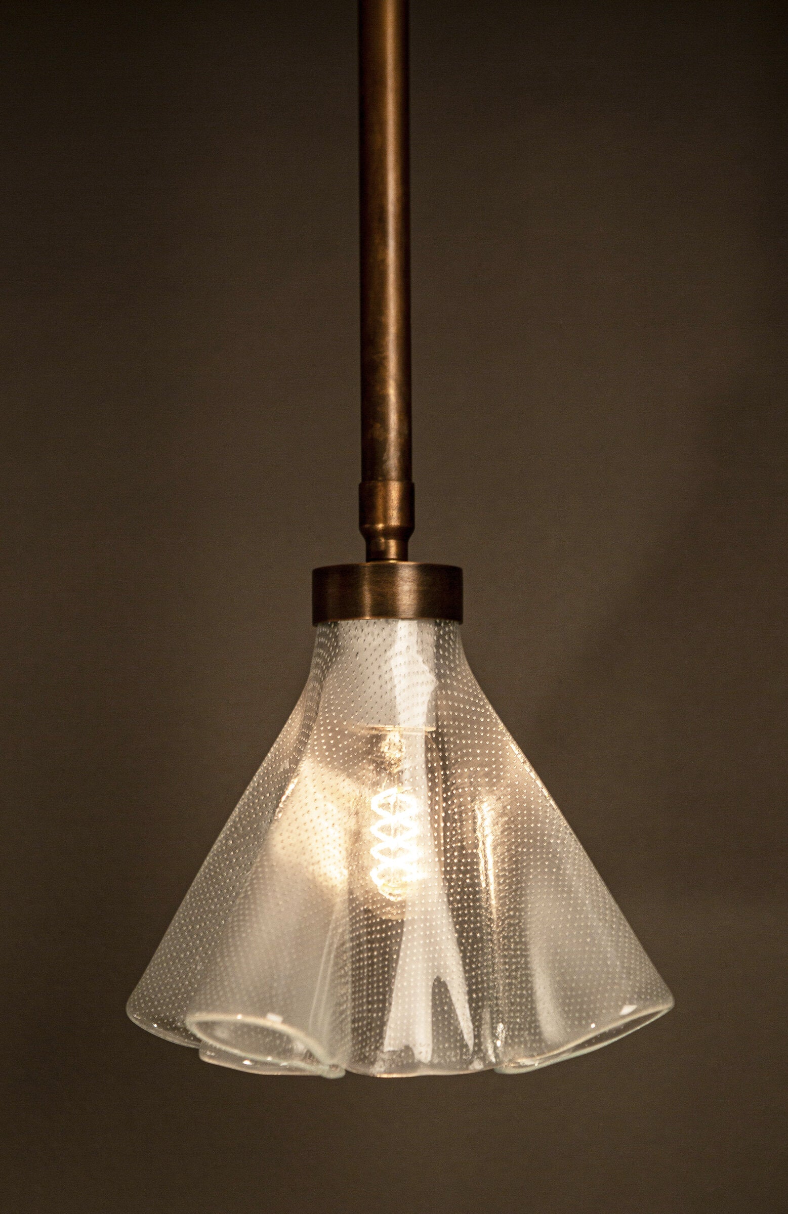 Fluted Champagne Bubble Glass Pendant