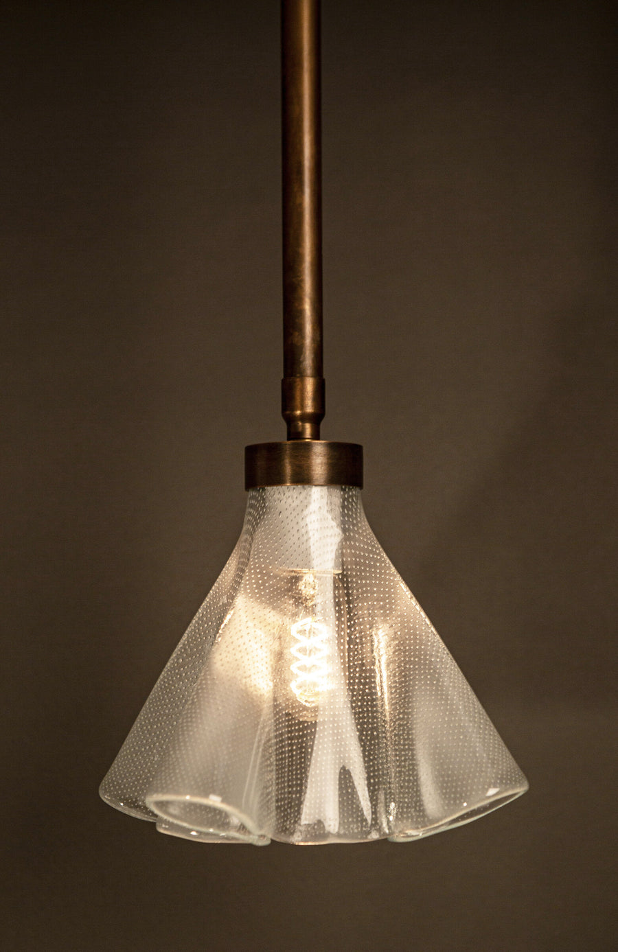 Fluted Champagne Bubble Glass Pendant