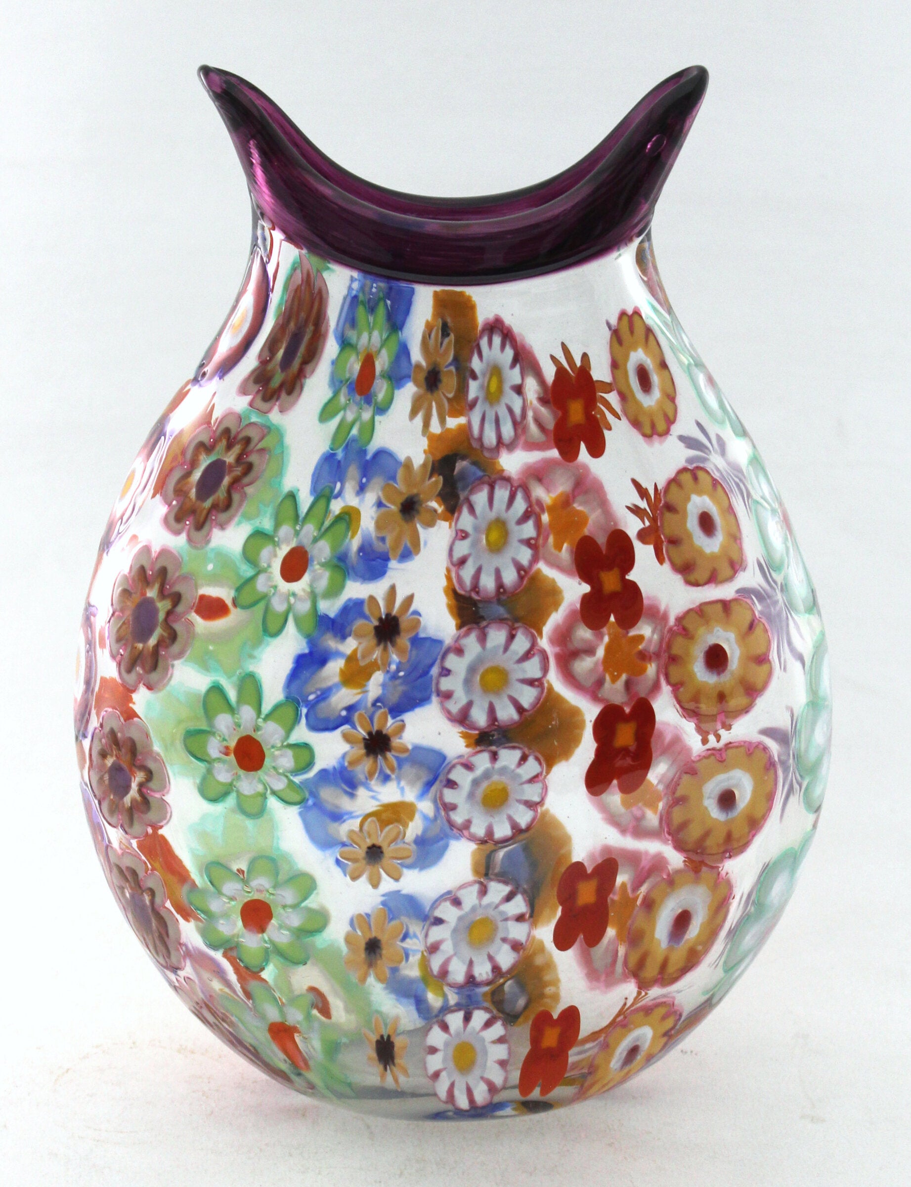 Large Impressionist's Garden Vase with Amethyst Trim