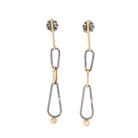 Gold, Silver & Diamond Chain Earrings