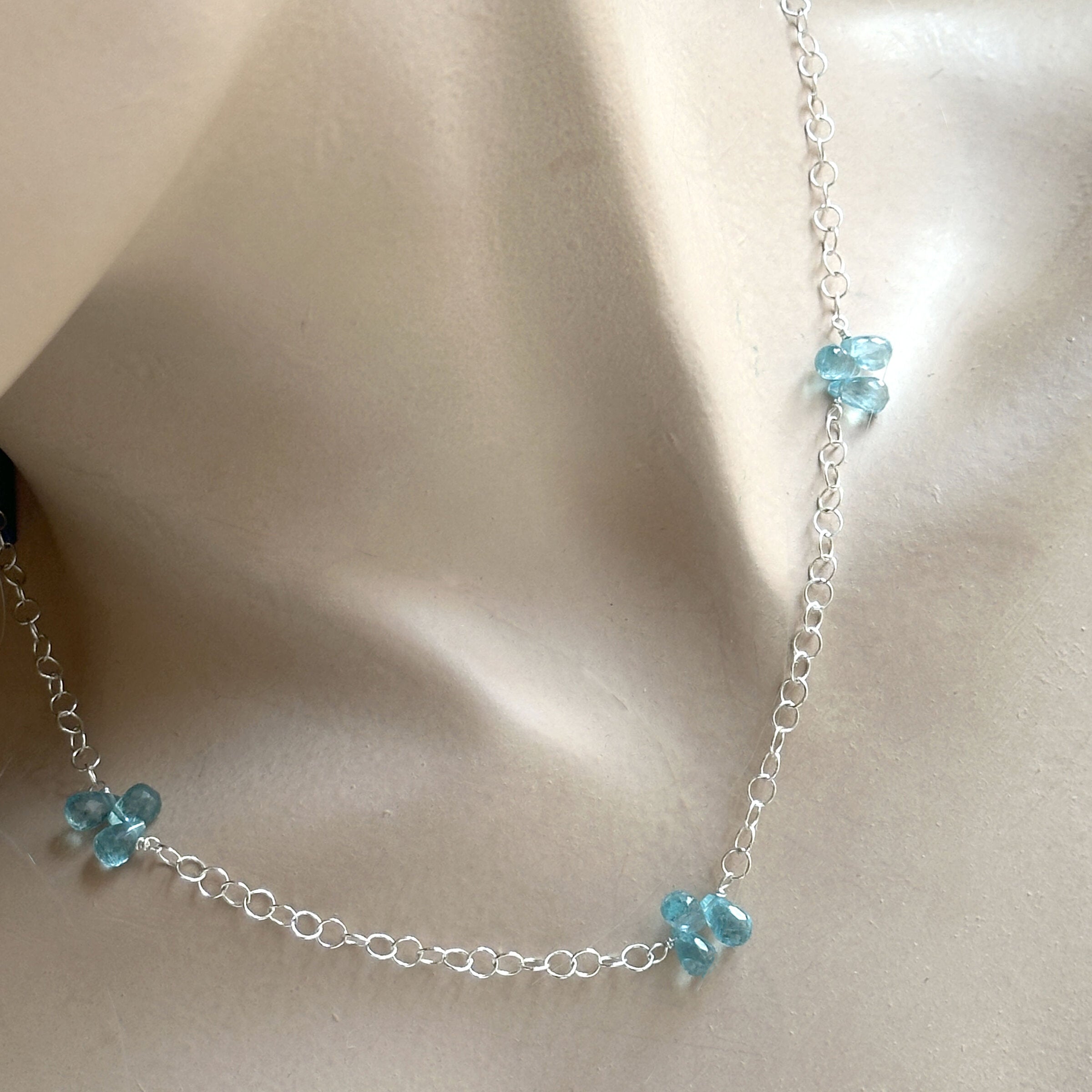 Aqua Apatite Fine Chain Necklace