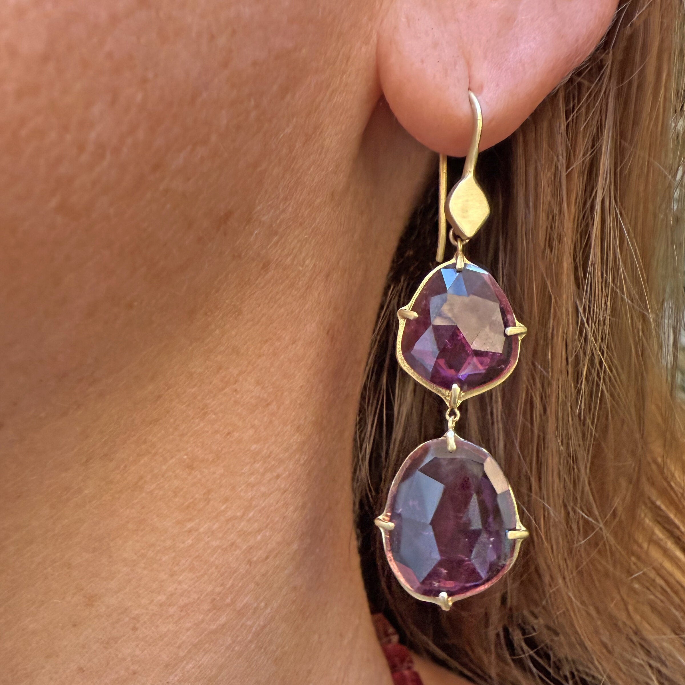 Rubellite Tourmaline Azores Cascade Earrings