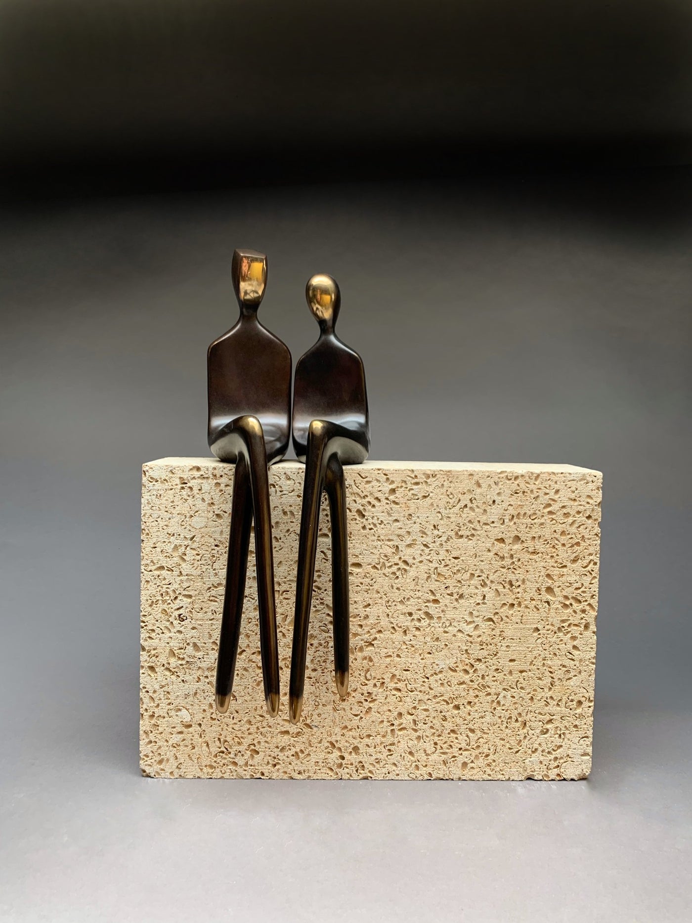 The Two of Us in Love mounted on gray shell stone base