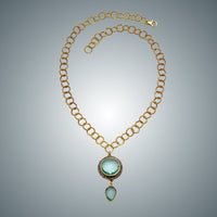 Vermeil, Diamond & Aqua Quartz Necklace