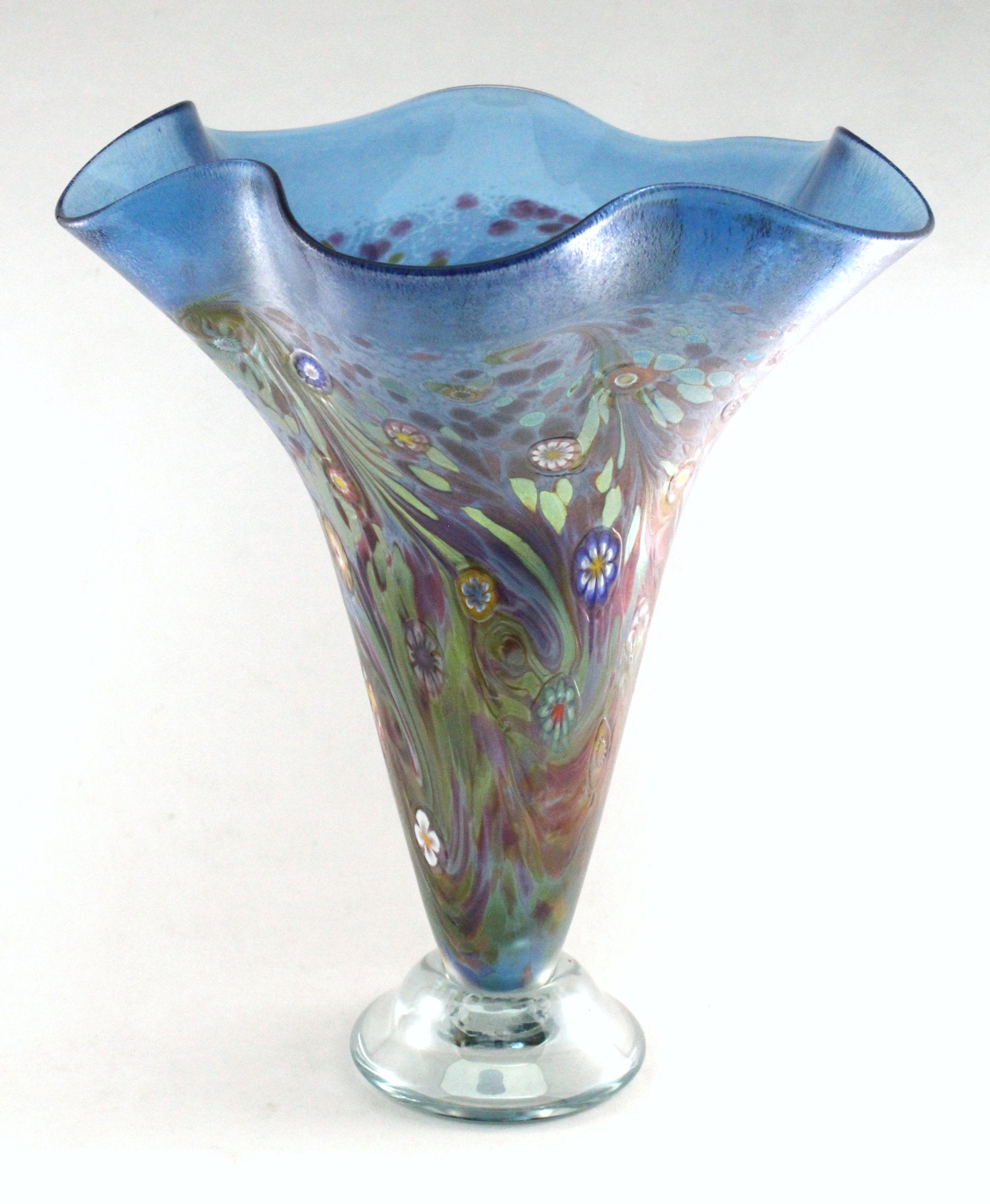 Aquamarine Monet Trumpet Vase