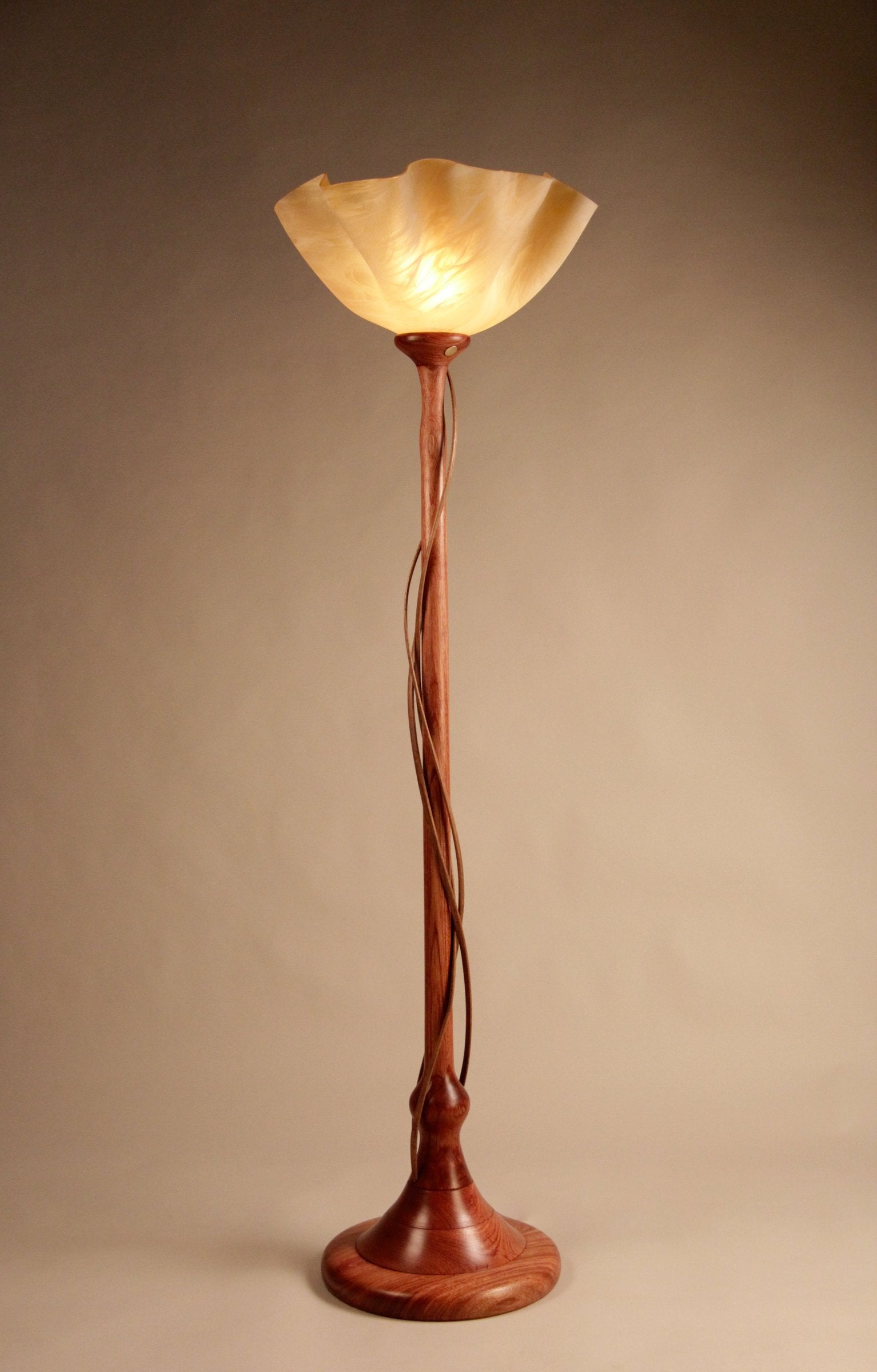 Bubinga Mini Torchiere with Walnut Tendrils