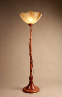 Bubinga Mini Torchiere with Walnut Tendrils